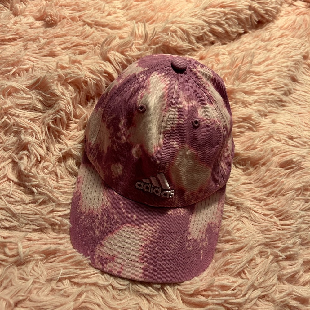 New adidas women’s tie dyed pink and white hat